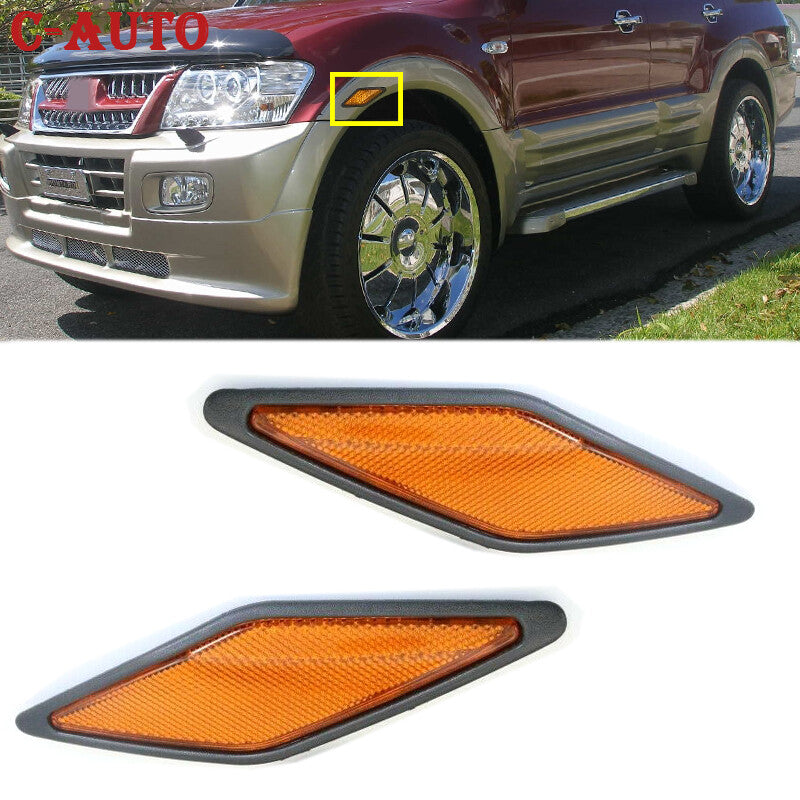 Pair front fender reflectors Lamp for Mitsubishi Pajero Montero 2000-2003