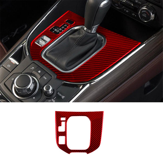 Red Carbon Fiber Interior Gear Shift Panel Cover Trim for Mazda CX-9 2016-2022