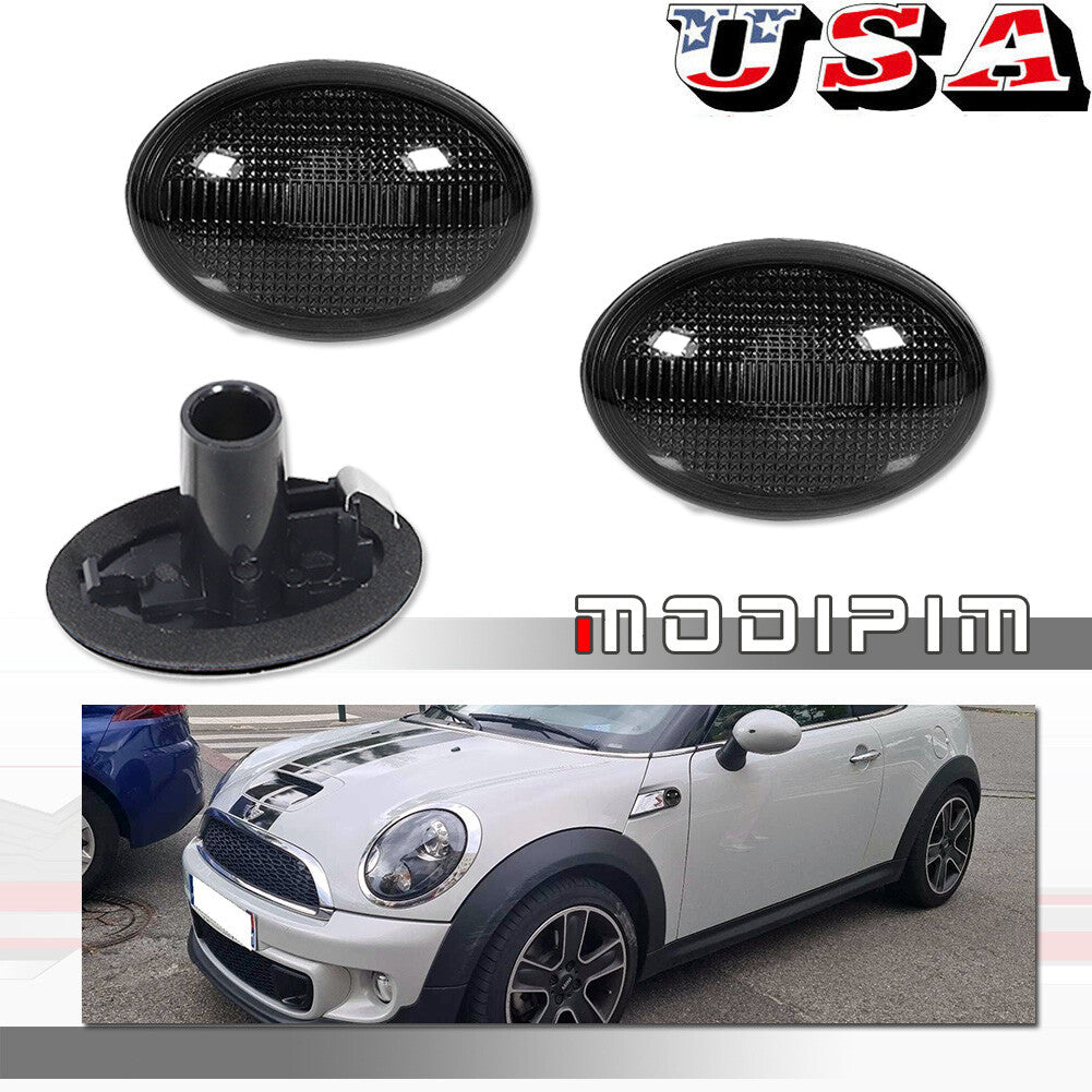 Suitable for 07-15 for Mini Cooper R55 R56 R57 R58 R59 Smoked Black Lens Side Marker Light 2X