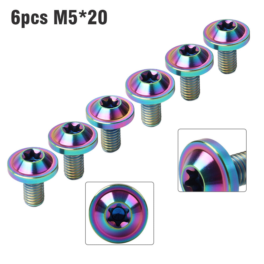 6pcs Alloy Bolts Truss Torx Head Screws M5x20mm For Motorcycle Rainbow