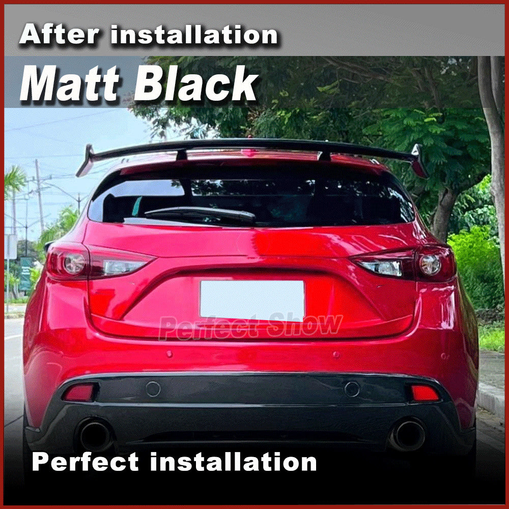 Matt Black Rear Roof Spoiler Wing Tail Lip FRP for Mazda 3 Axela Hatchback 14-19