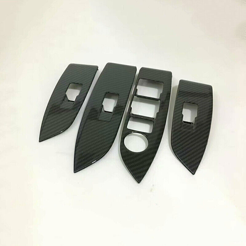 4P Carbon Fiber Inner Window Lift Switch Panel Cover Trim for Mazda CX-3 2016-21