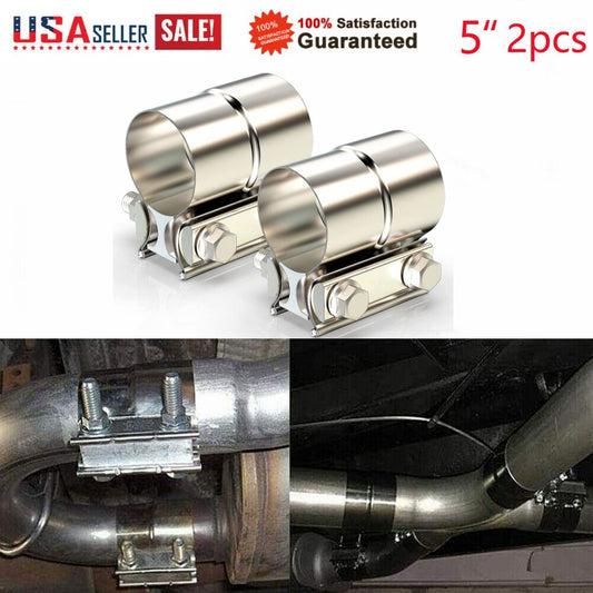 2x 5-inch ring connector exhaust with clip muffler coupler, T304 stainless steel,