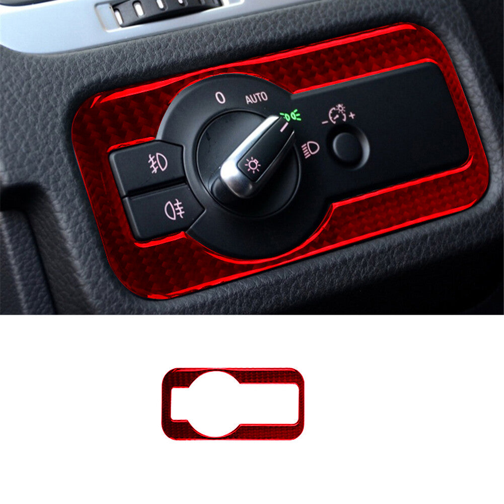 Red Carbon Fiber Headlight Switch Trim for VW Touareg 2011-2018