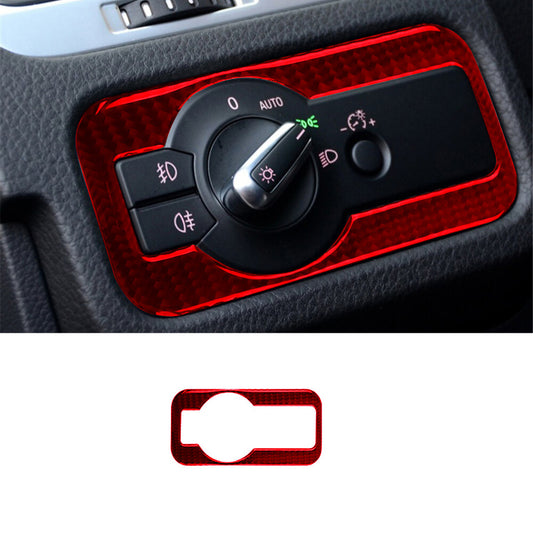 Red Carbon Fiber Headlight Switch Trim for VW Touareg 2011-2018