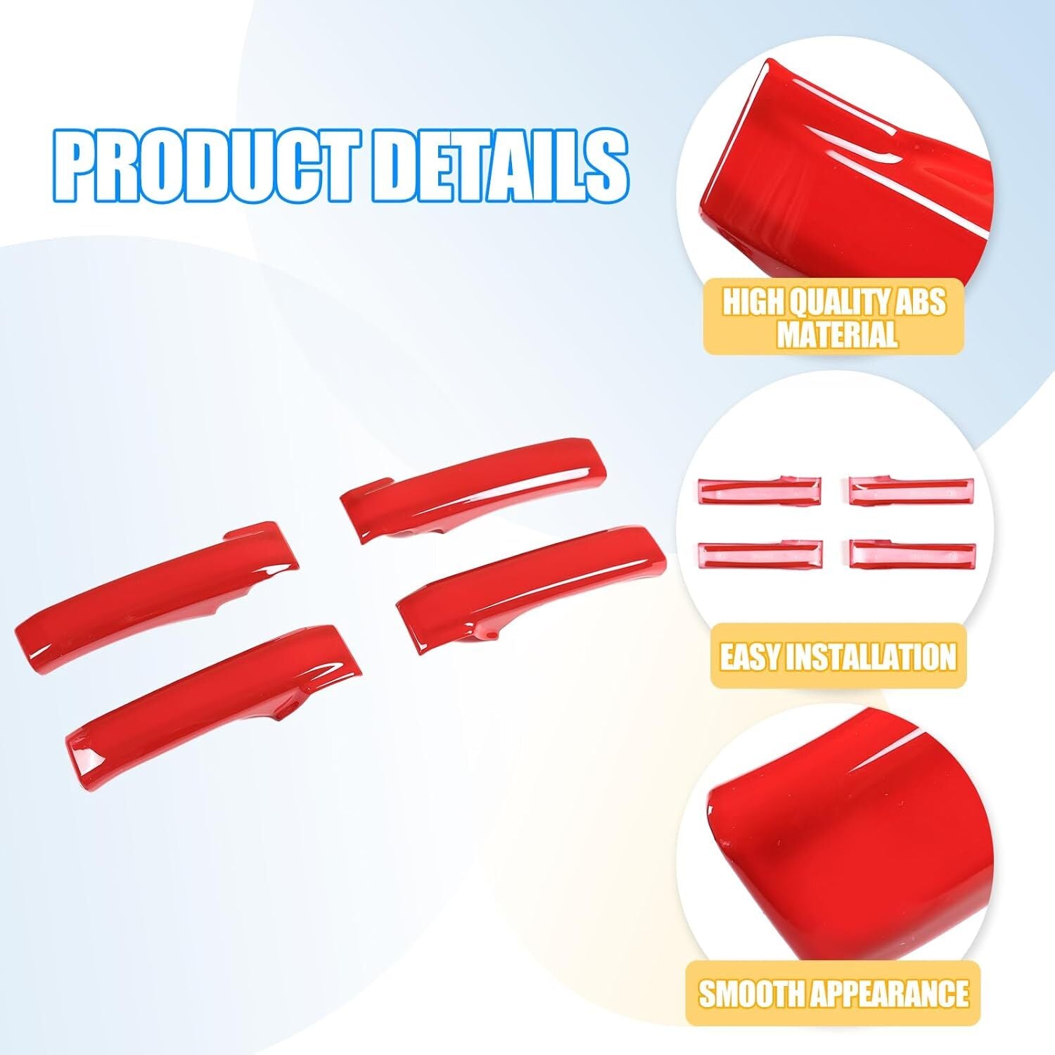 For T@yota Tundra/Sequoia 2007-2020 Red Car Inner Door Handle Panel Cover Trim