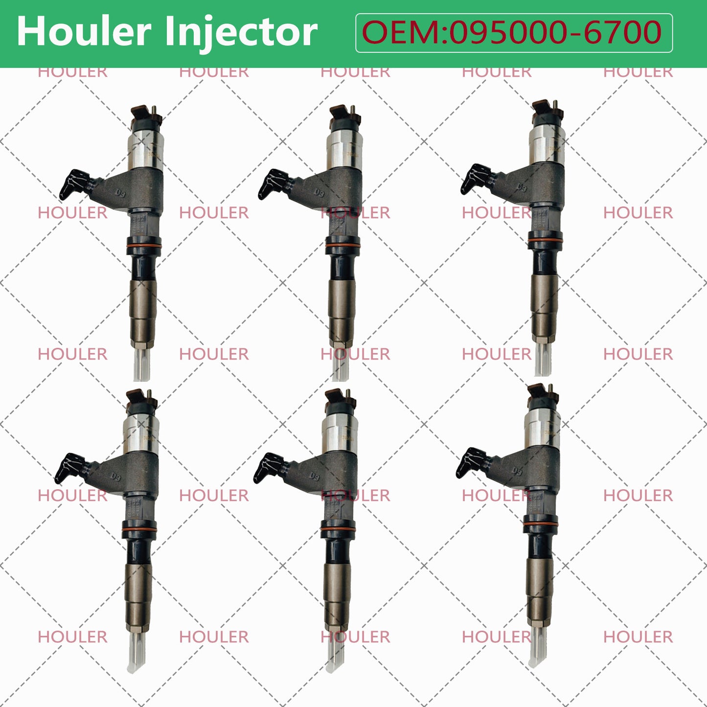 6X Fuel Injector 095000-6700 for HOWO Sangyong WD615