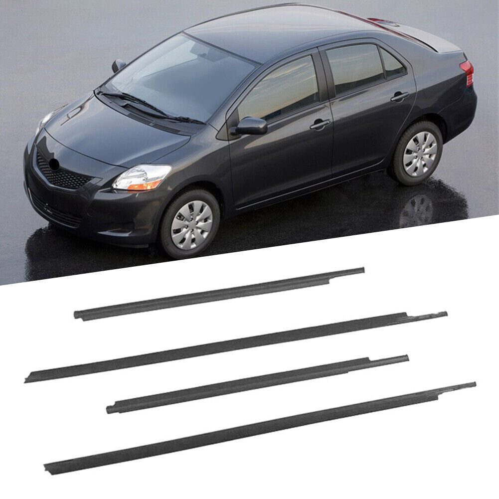 4x Window Weatherstrip Belt Line Sweep Molding for Toyota Yaris Sedan 2007-2016