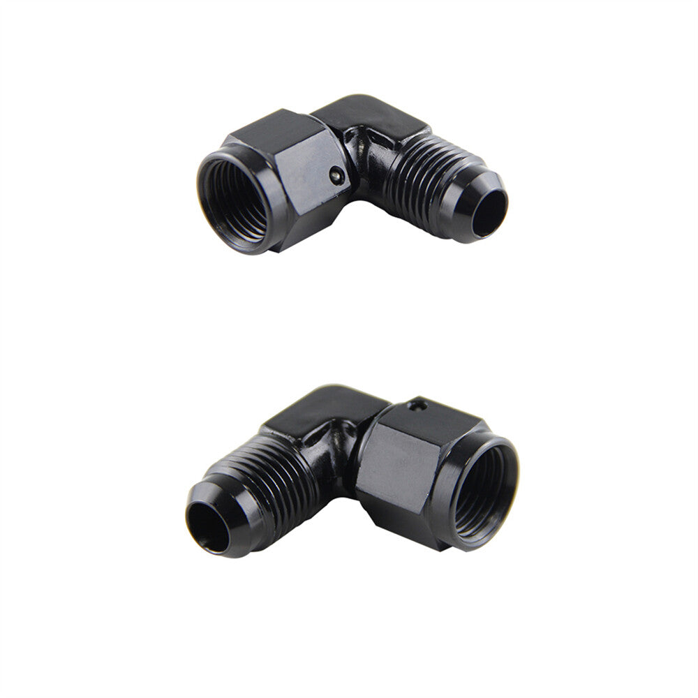 2PCS AN6 Female to 6AN Male 90 Degree Flare Swivel Hose Fitting Adapter Black