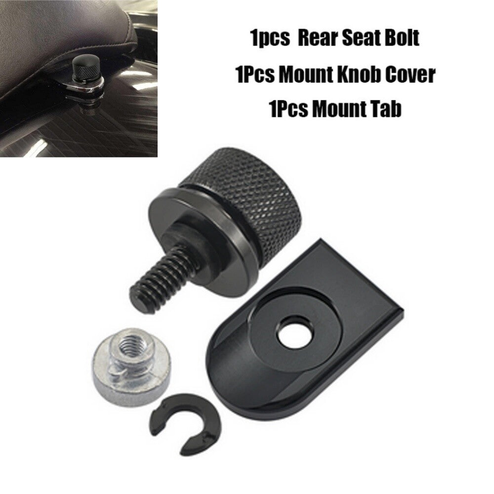 Black Rear for Seat Bolt Screw Mount Tab Knob Cover Nut for Harley Sportster Touring