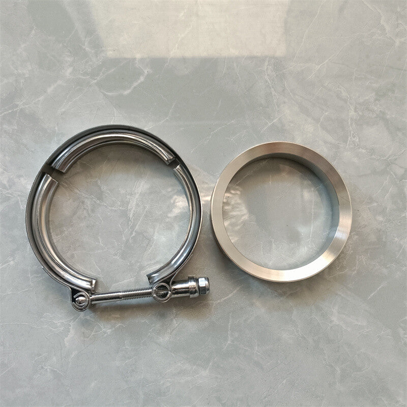 4 Downpipe Flange+V-Band Clamp Kit for Borg Warner Turbo S369 SX SX-E S200 S300