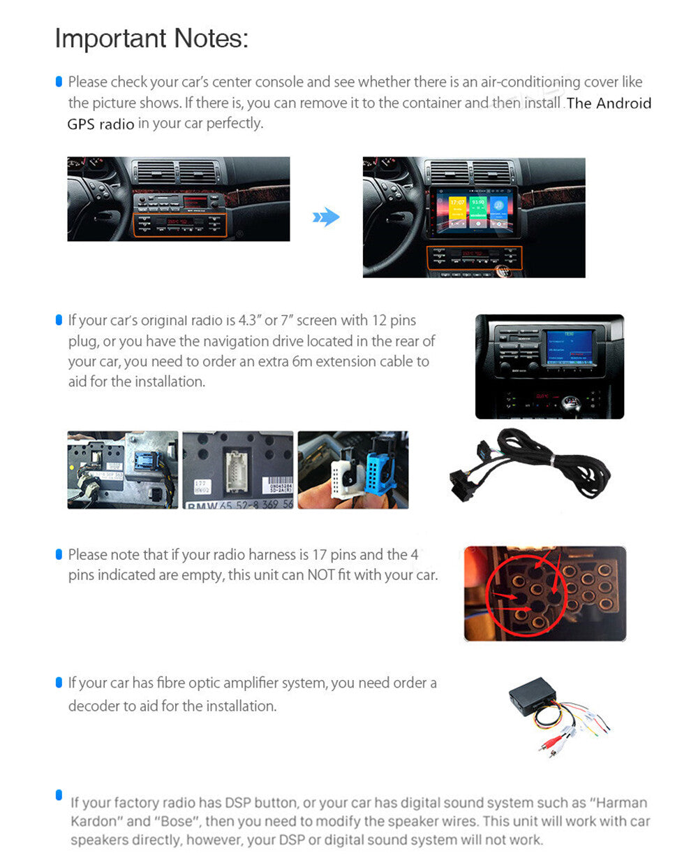 For 1998-2006 for BMW E46 M3 Carplay 2+32G Android Radio Stereo GPS Nav Head Unit 7