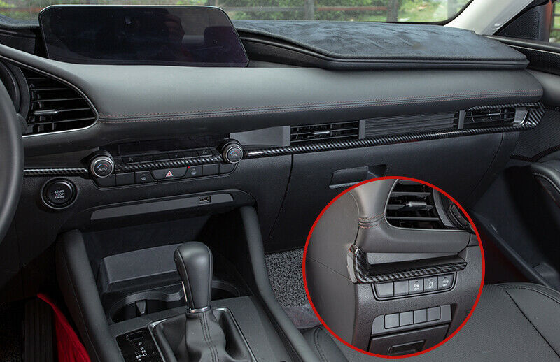 for Mazda 3 Axela 2019-2022 Carbon Fiber Inner Console Dashboard Strip Trims