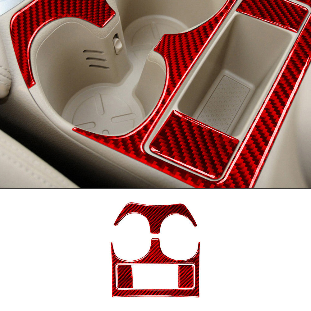 Red Carbon Fiber Center Cup Holder Panel Cover Trim for Nissan Rogue 2014-2016