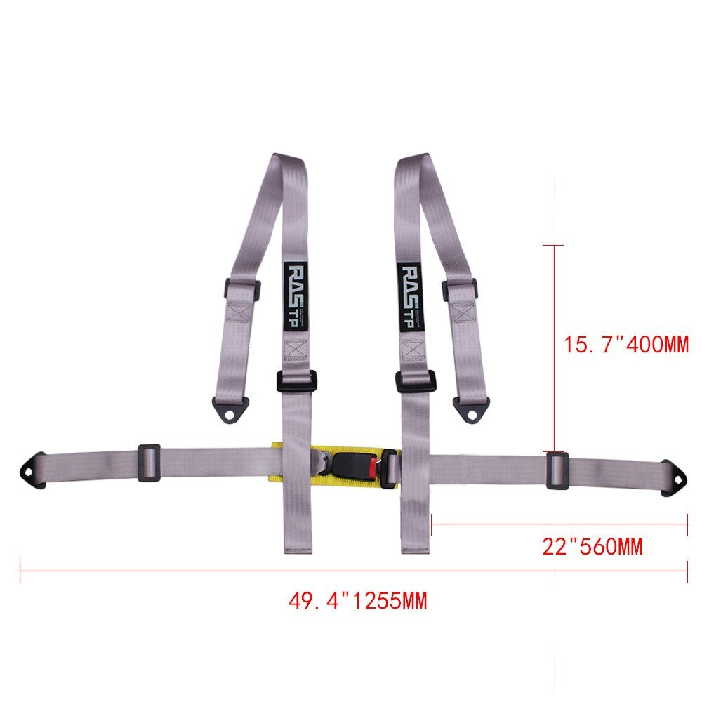 Gray 2IN 4 Point Racing Car /Go-Kart Harness Universal for Seat Belt Safety Strap