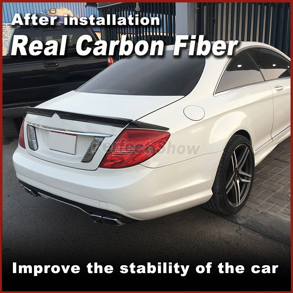 for Benz W216 CL63 CL65 2009-12 REAL CARBON Rear Boot Trunk Spoiler Wing Lip