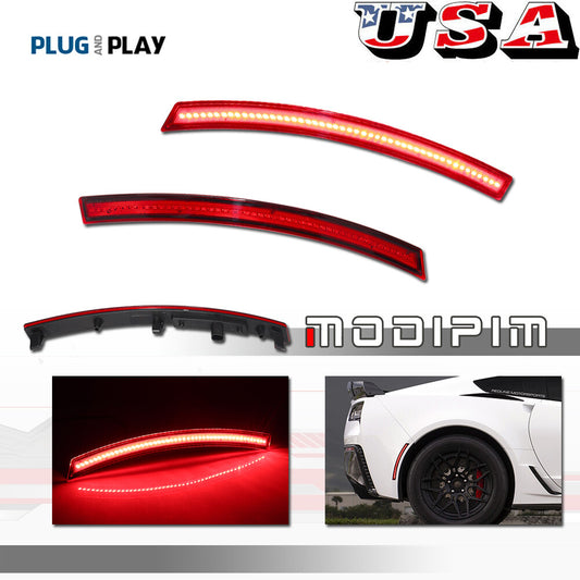 Applicable to 2014-2019 for Chevrolet for Corvette C7, red lens rear bumper, red LED side marker lights.