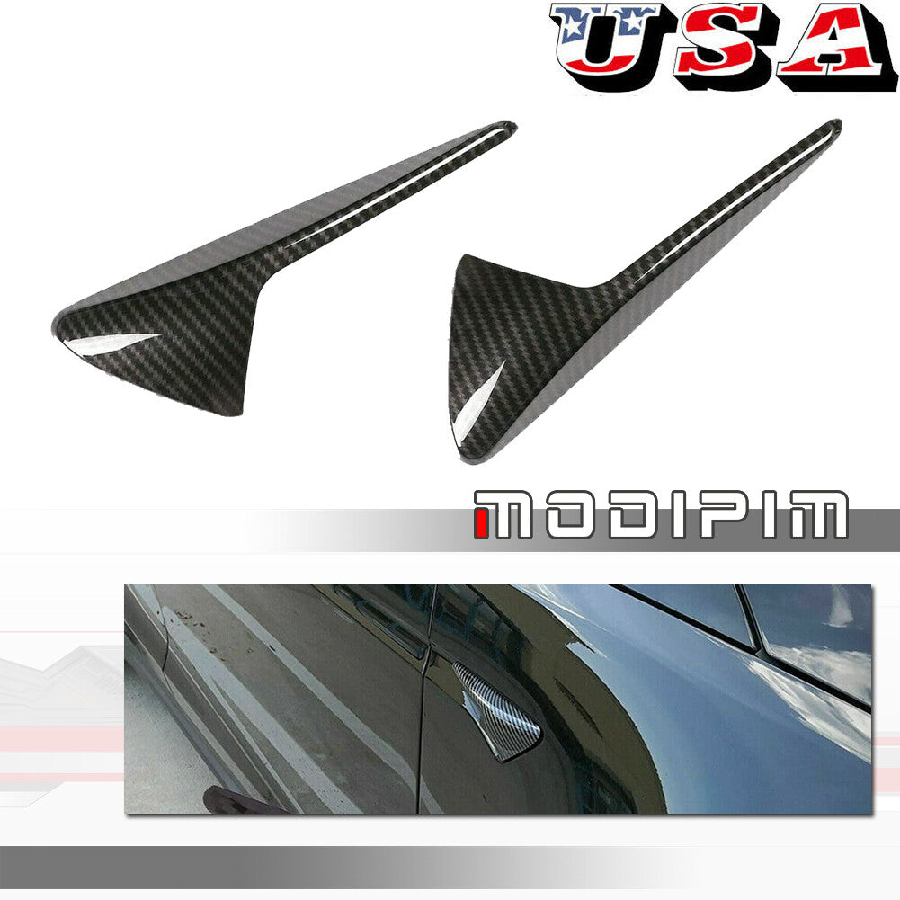 Matte dry carbon fiber side fender camera cover trim for Tesla Model 3 Y 2015-up