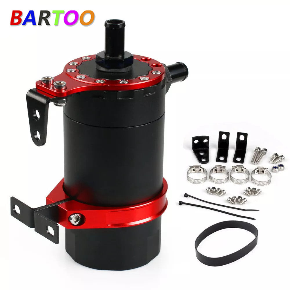 Round Oil Tank Baffled Aluminum Oil Catch Can Resevoir Tank Kit Car Racing