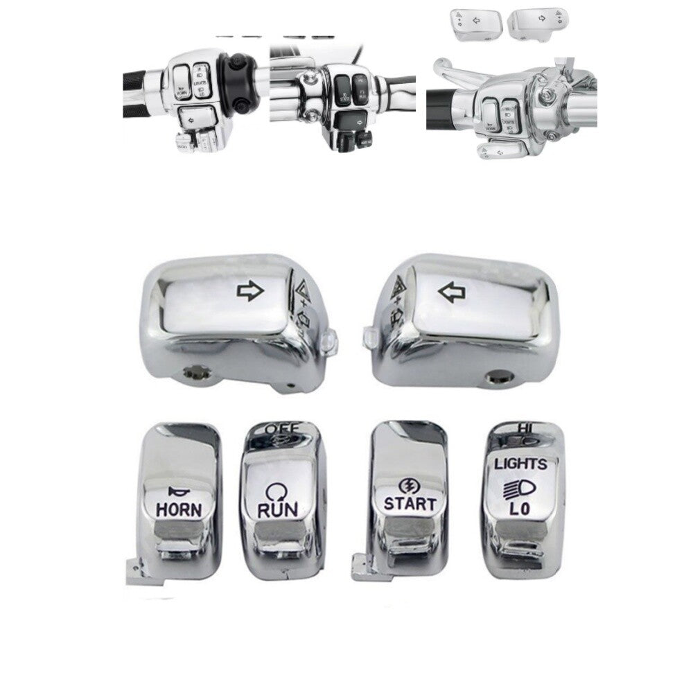 Chrome Hand Control Switch Housing Caps Button Cover for Harley Touring 96-13