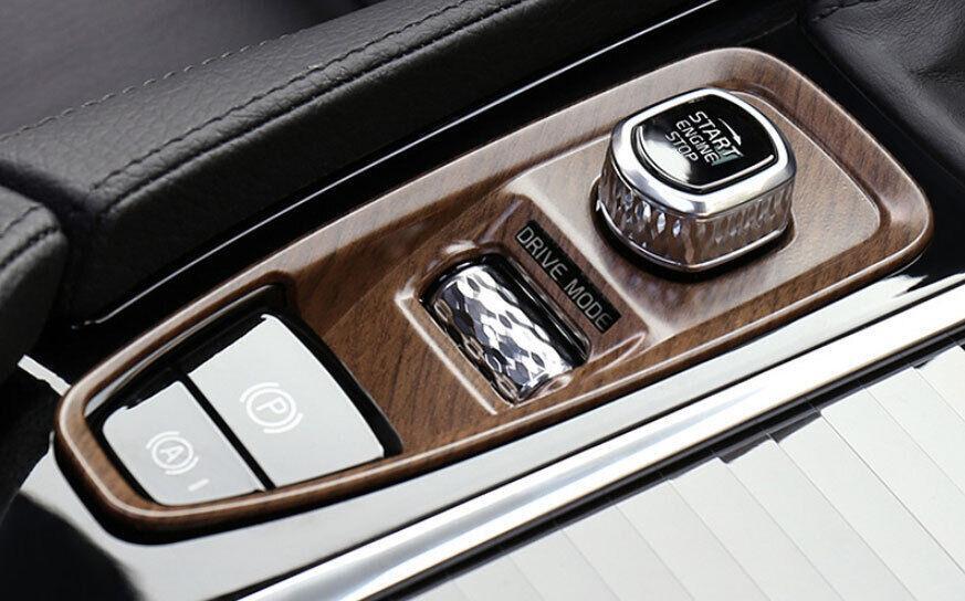 for Volvo V60 2020-2023 Brown Wood Grain Console Electronic Handbrake Trim 1PCS