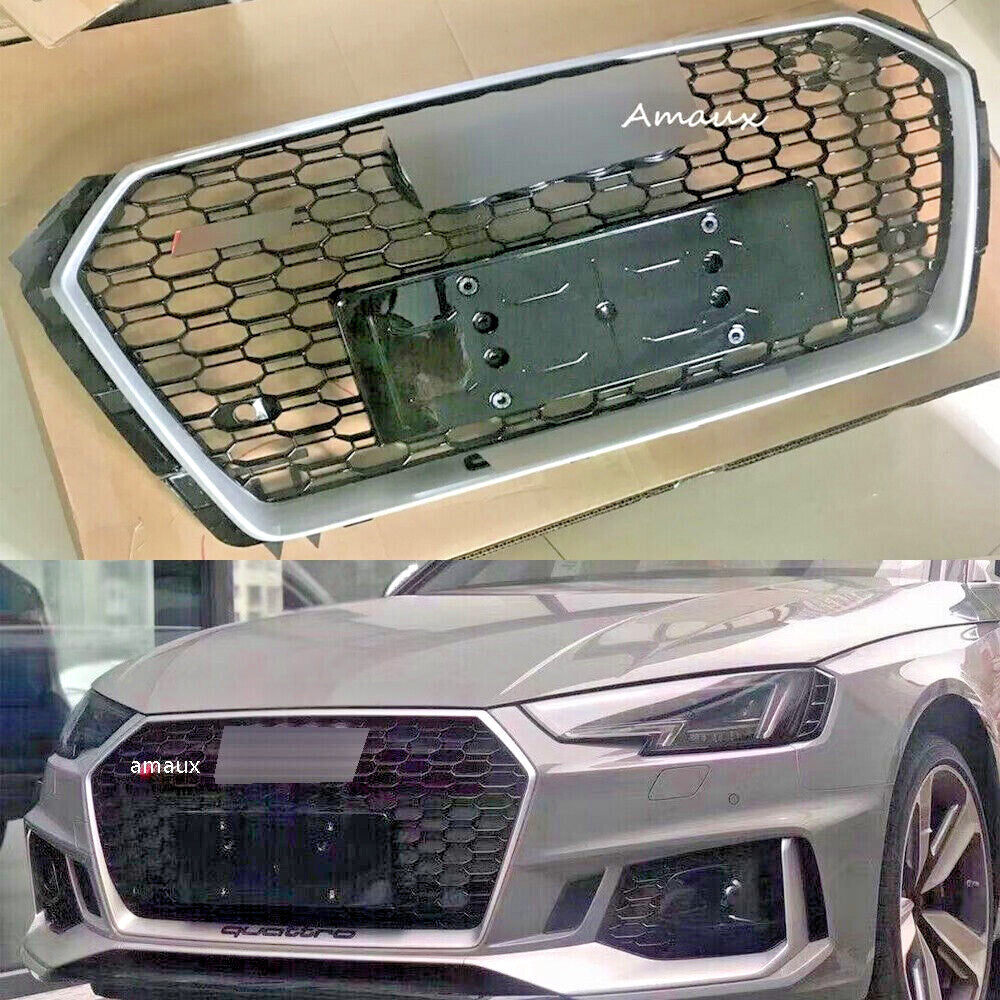 Front Honeycomb Grille Fit for Audi A4/S4 2017-2019 New RS4 Style Grill W/Decor