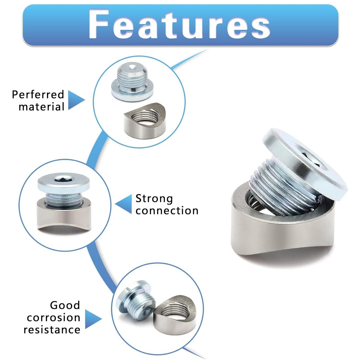 M18X1.5 Bung and Plug Recessed Style 2 Bungs/2 Plug Recessed Accessories Bungs
