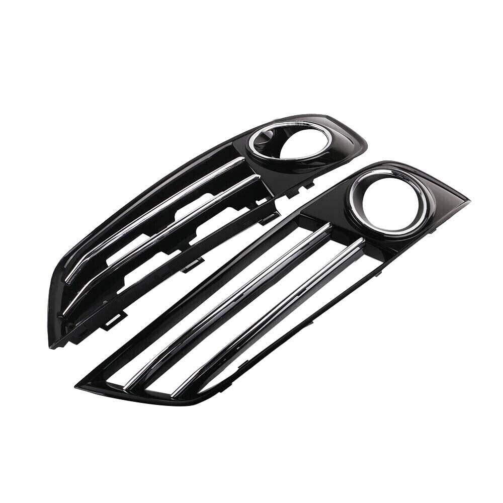 L + R Front Bumper Fog Light Grille w/ Chorme Cover for Audi for A8 D4 2011-2014