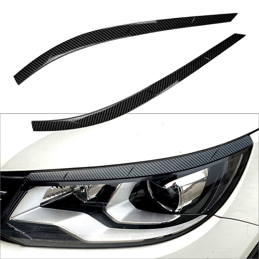 Carbon Fiber Front Fog Light Lamp Eyebrow Cover Trim for VW for Tiguan MK1 2011-16
