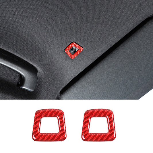2¡Á Red Carbon Fiber Roof Microphone Trim for Dodge for Challenger /Charger 2015-2022
