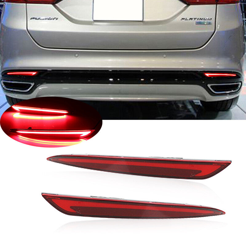 LED Rear Bumper Reflector Brake Tail Light Lamps For 13~18 for Ford Fusion Mondeo