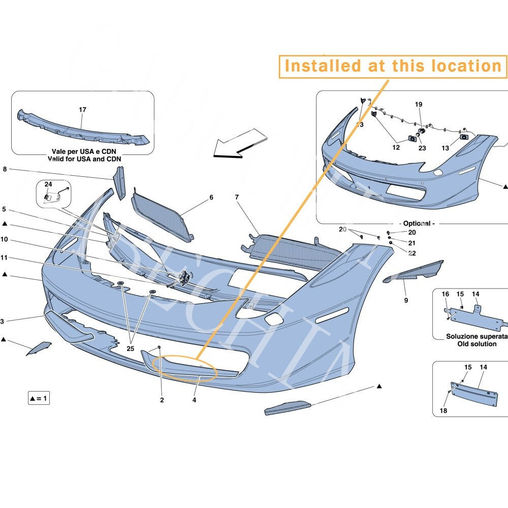 Equipment Manufacturer : 81762010- (for Ferrari 458 Italia Spider, front left boiler)