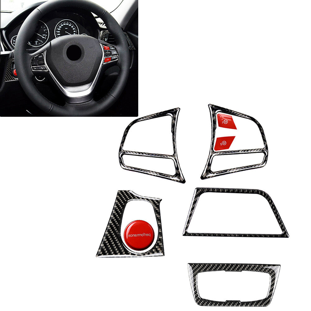 8Pcs Steering Wheel & Button Trim Fit for BMW 3 Series F30 GT F34 2013-2019 RHD Auto