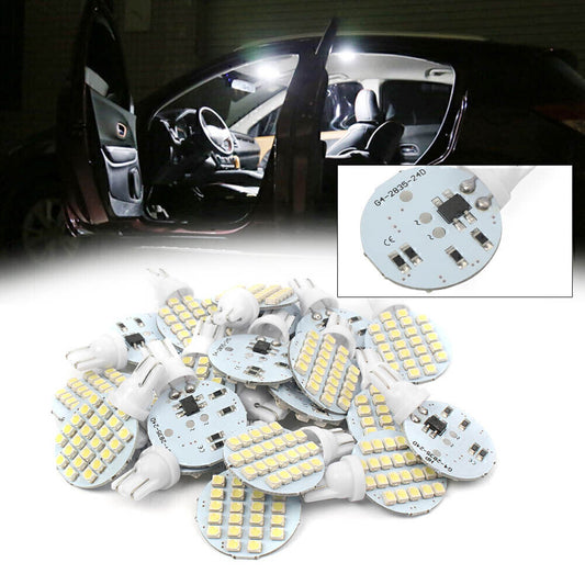 20x Super White T10/921/194 RV Trailer Landscaping 24SMD Interior LED Light Bulb