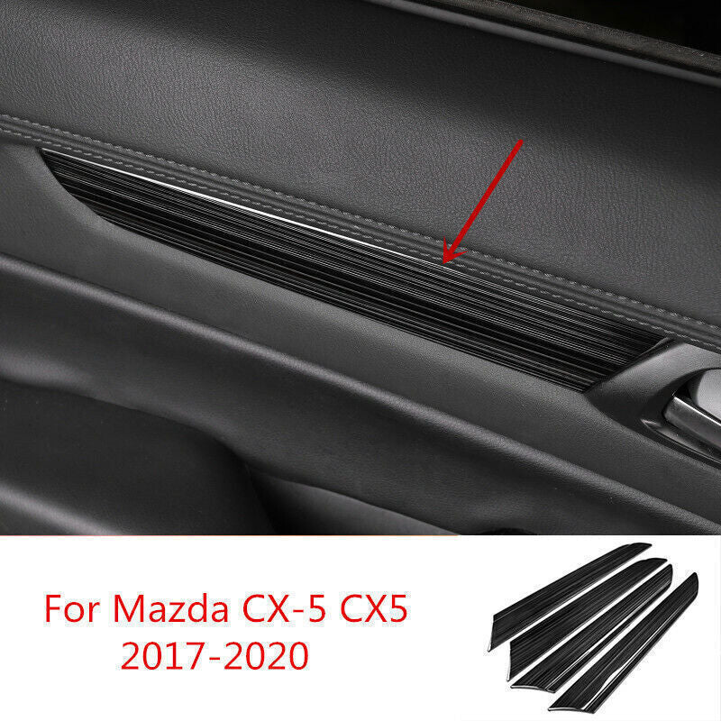 for Mazda CX-5 CX5 2017-24 Black Steel Inner Door Armrest Decor Strip Cover Trim