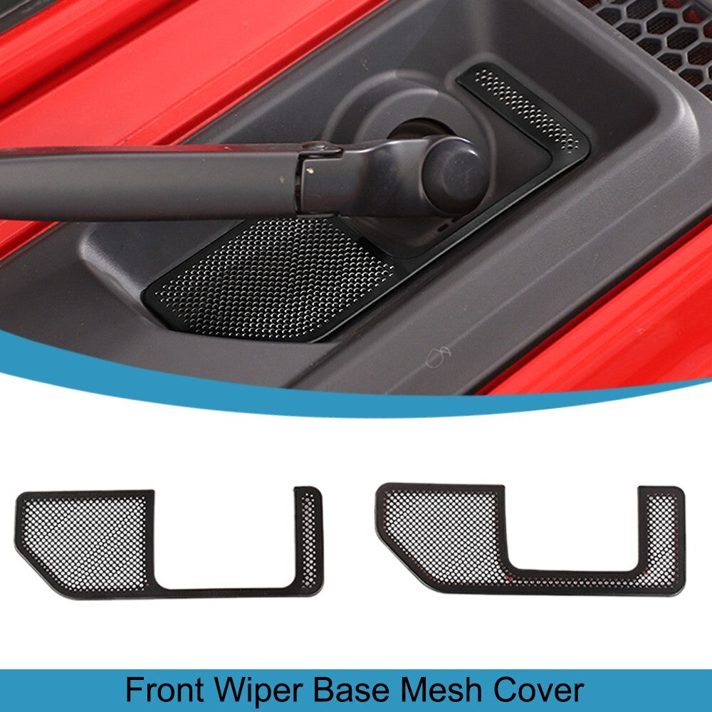 Black Front Windshield Wiper Base Mesh Cover for Jeep for Wrangler JL JT 2024 2025+