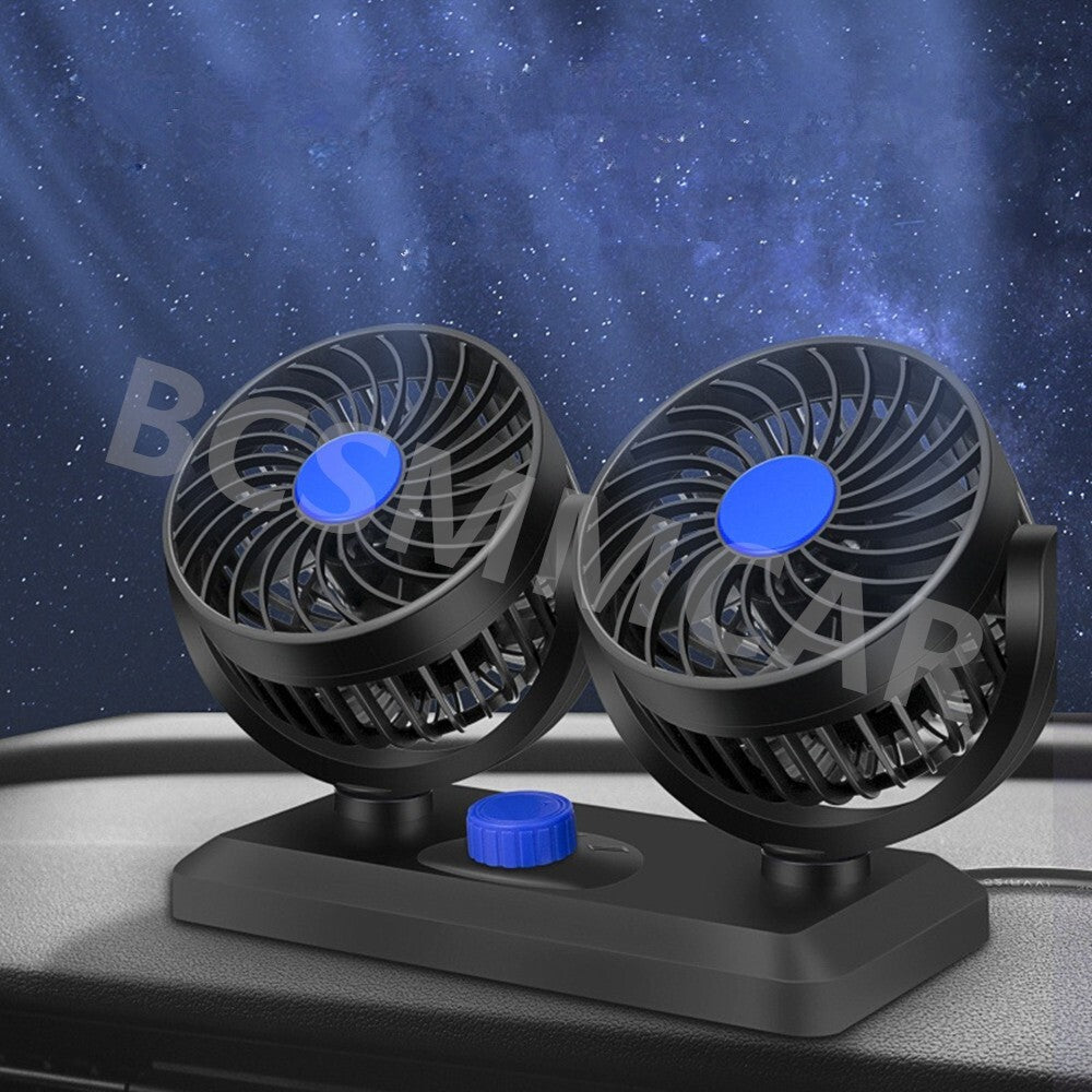 12V Dual Head Car Fan Portable 360¡ã Rotatable Auto Cooling Cooler For Summer