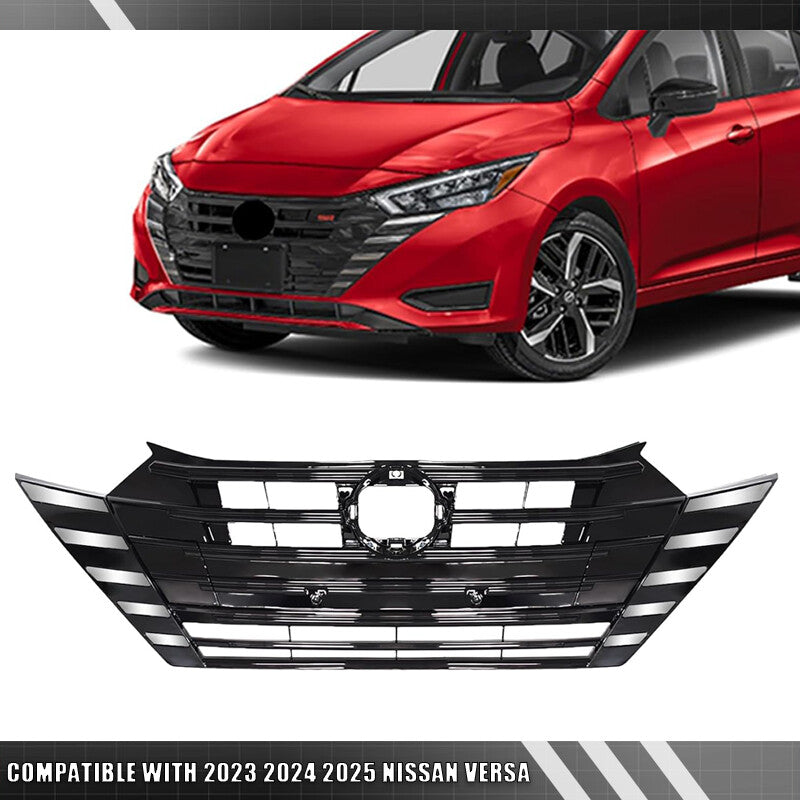 FRONT BUMPER GRILLE ASSEMBLY CHROME BLACK NEW FOR 2023 2024 2025 for NISSAN VERSA