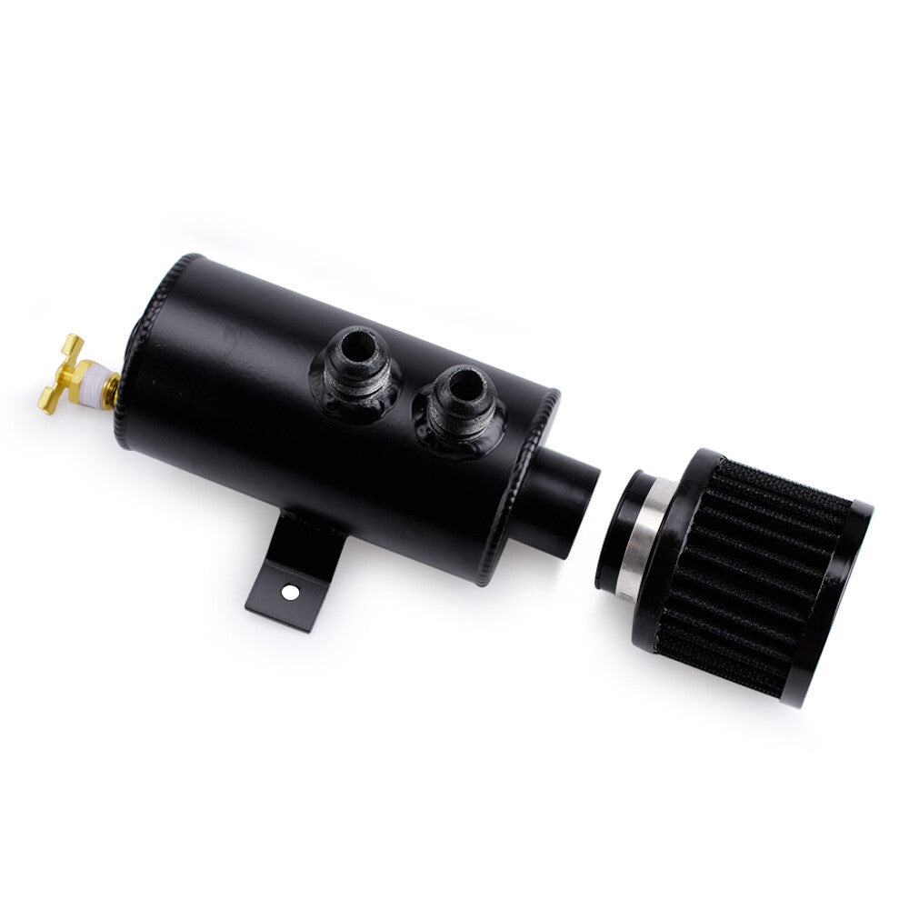 CA 750ml 3 Ports Oil Catch Tank Can Dual Baffled Breather Filter Reservoir 3/8