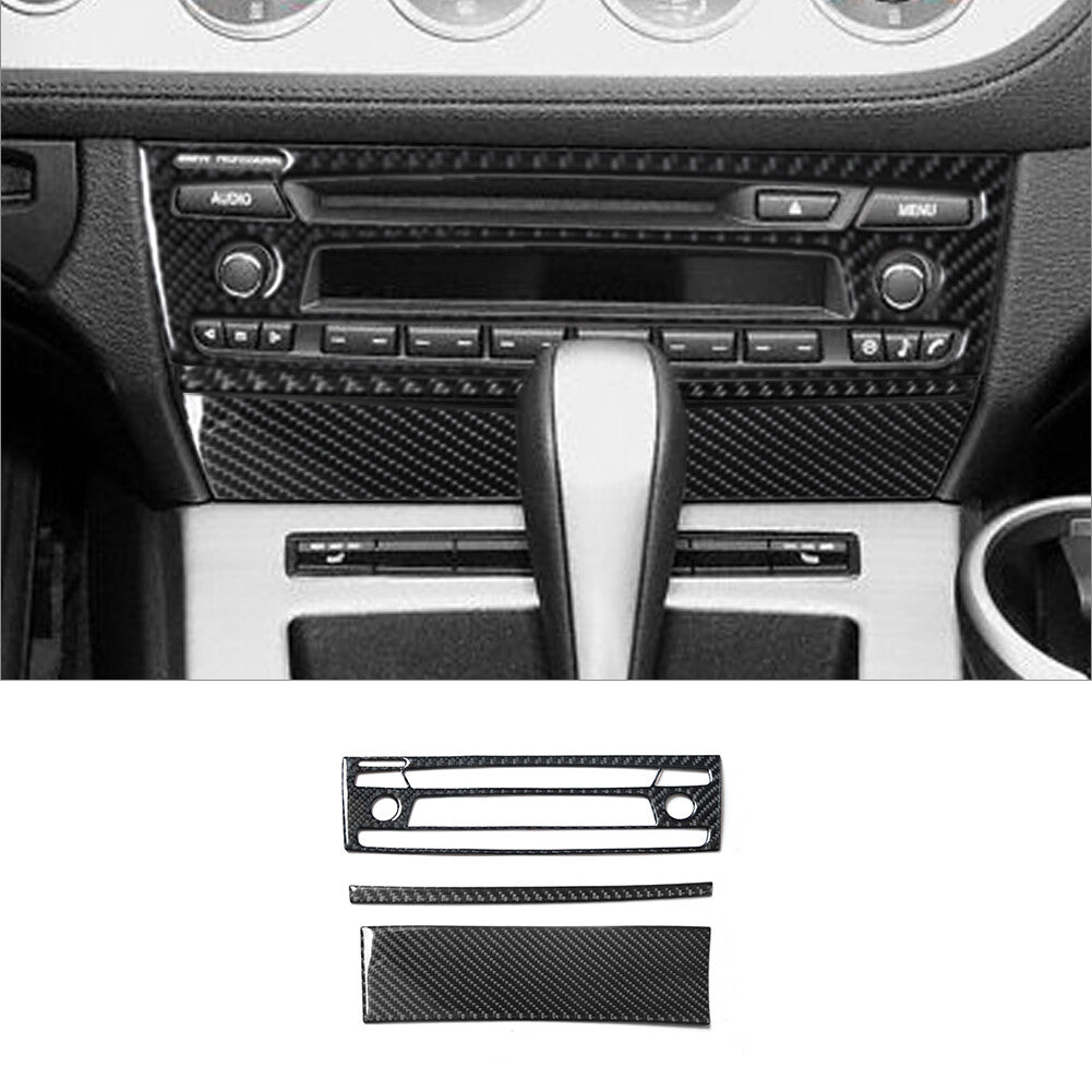 3Pcs for BMW Z4 E89 2009-2016 Carbon Fiber Interior Radio Console Cover Trim