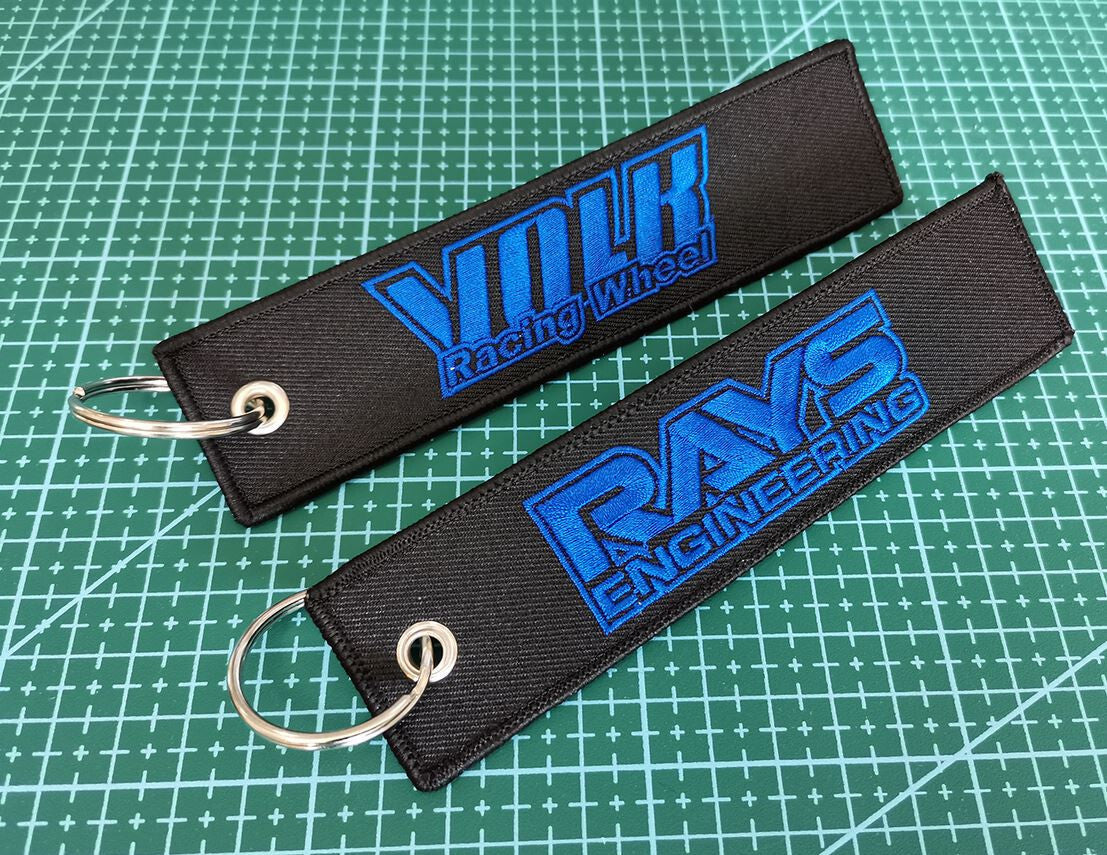 Car keychain/key ring embroidered nylon car accessories, black, suitable for Mazda .