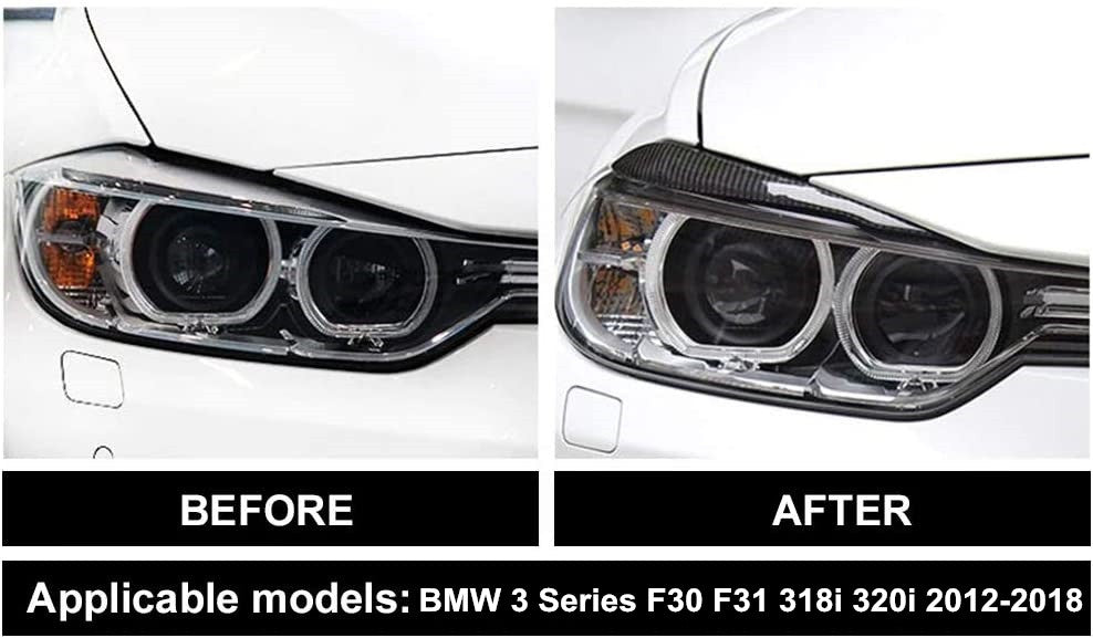 for BMW 3 Series F30 318i 320i 12-18 Black Headlight Eyebrow Eyelid Cover Trim