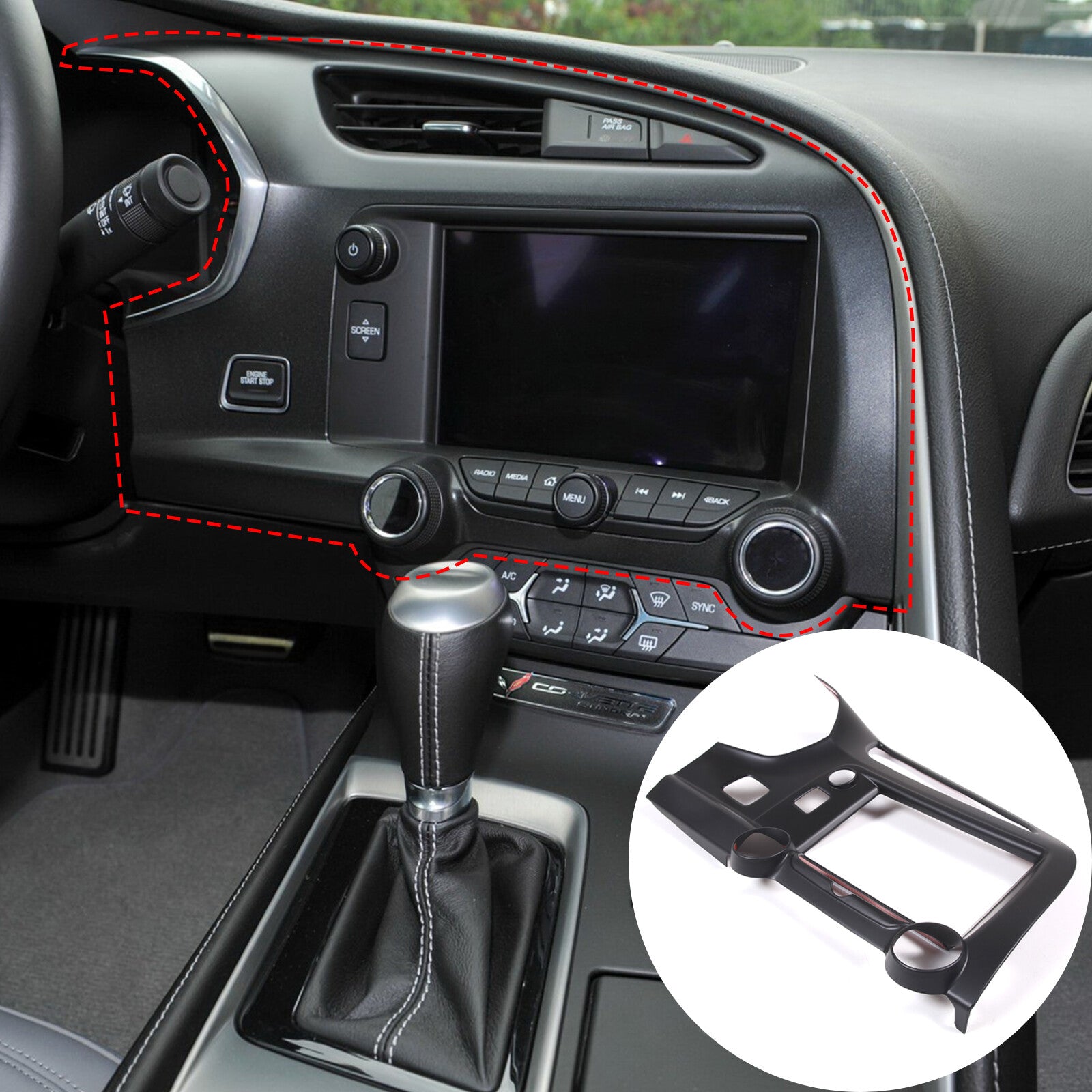 Matte black center control gear shift side cover trim for Hummer H2 2003 - 2007