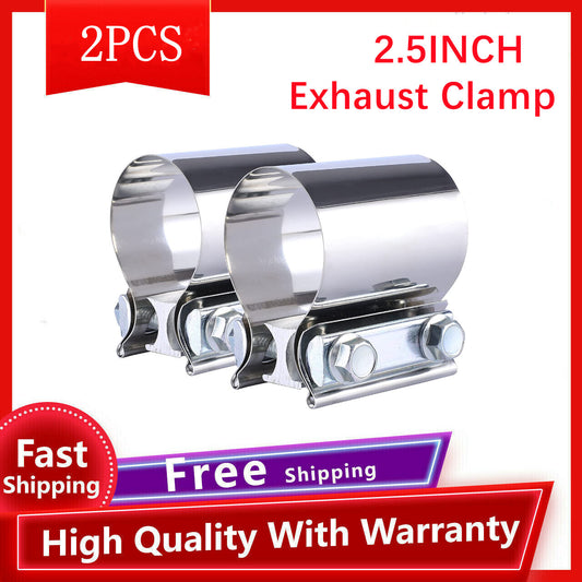 2.5-inch Butt Fit Exhaust Clip with Jack, Stainless Steel 2-Piece Exhaust Clip
