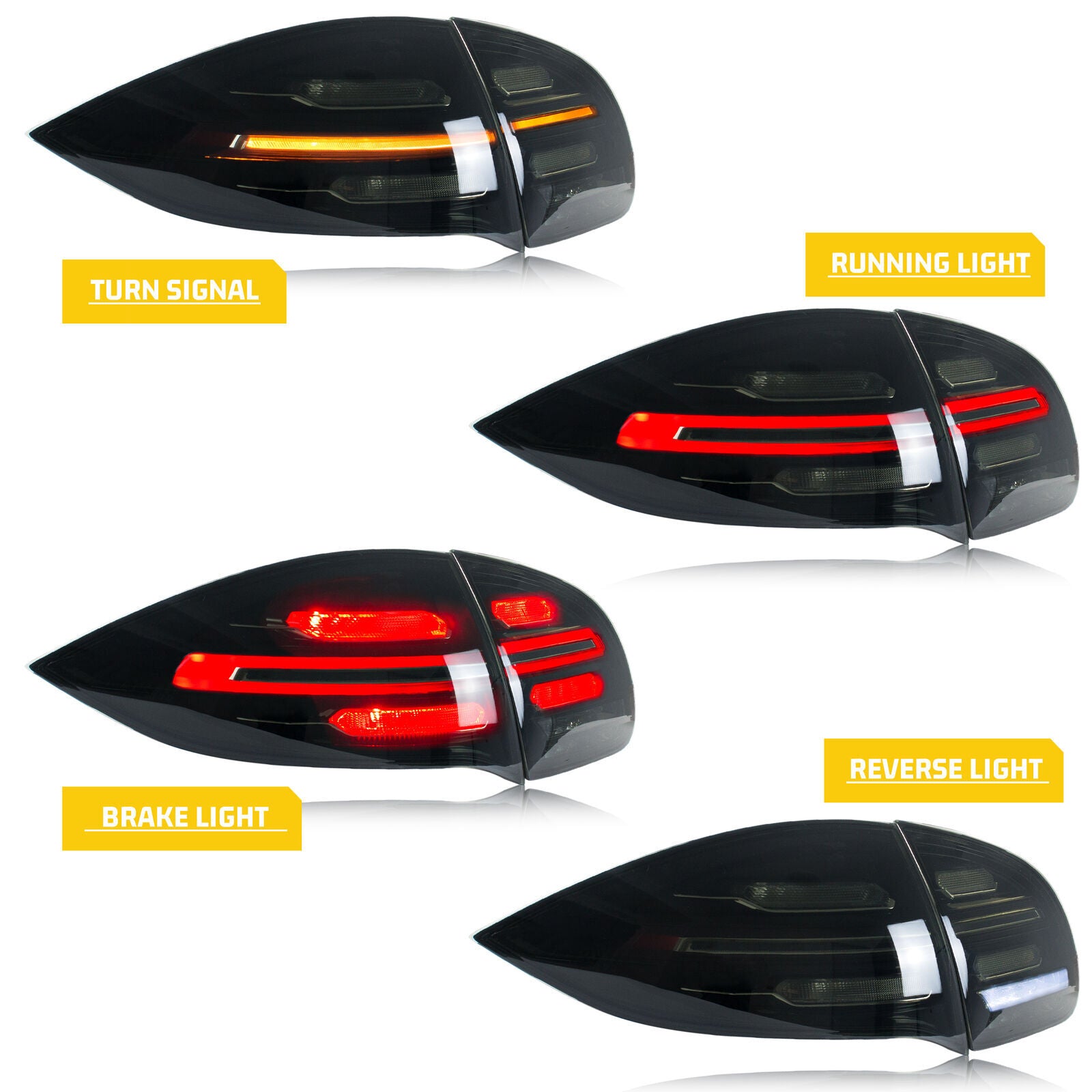 LED black taillights for Porsche for Cayenne 2011 - 2014 958 sequential taillights