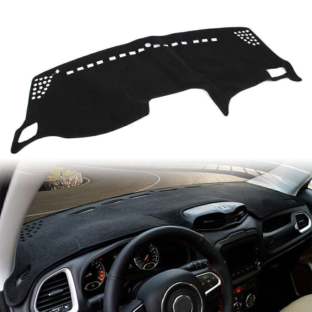 Black Dash Mat Dashboard Cover Dashmat Fit for Jeep Renegade 2016 2017 2018 LHD