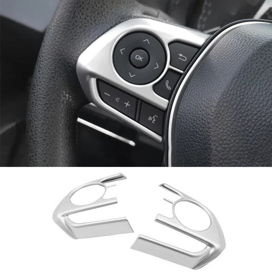 1 Pair Silver Steering Wheel Button Cover Trim For 2019-23 for Toyota Venza Harrier