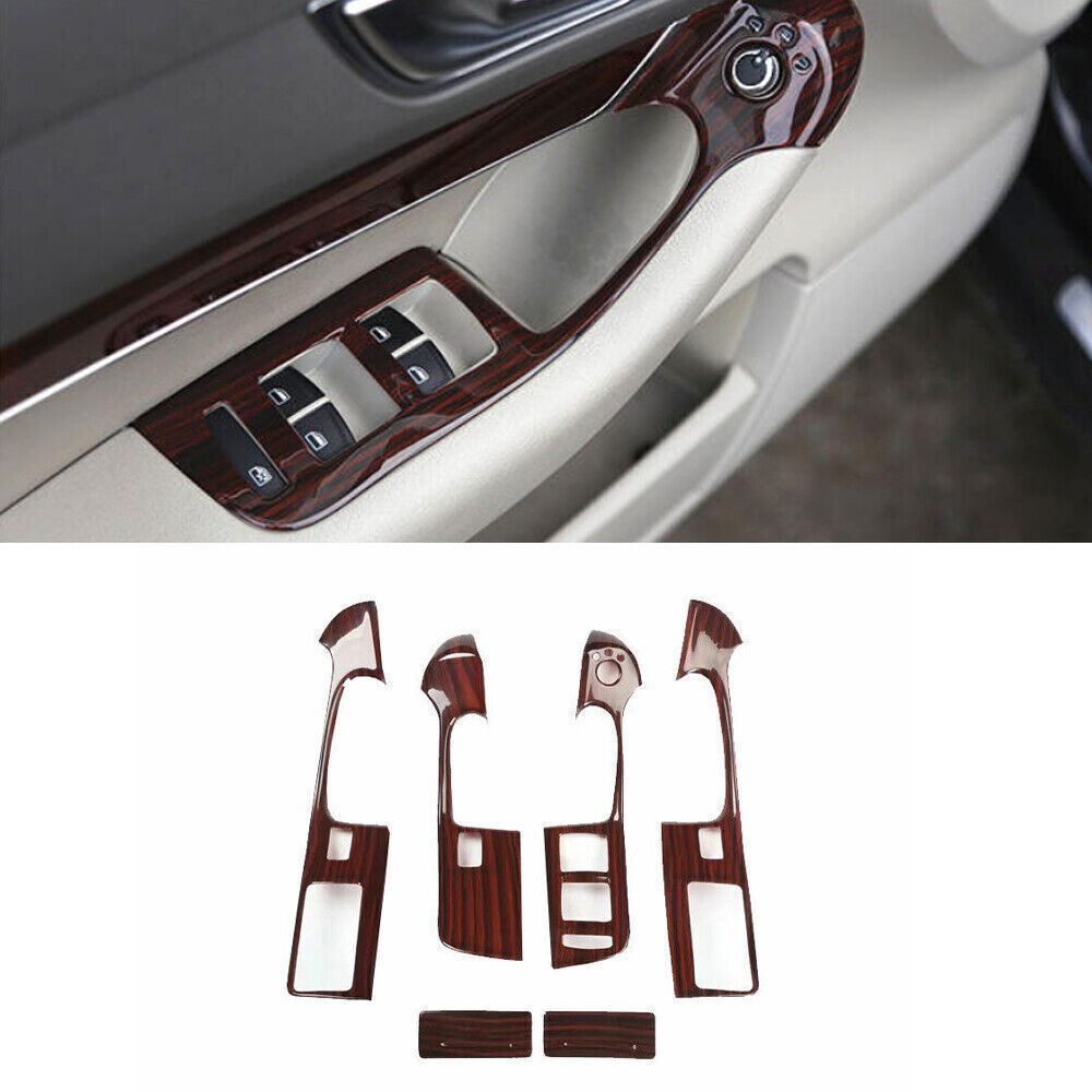 for Audi A6 2008-11 Brown Wood Grain Inner Door Window Switch Lift Cover Trim 6P