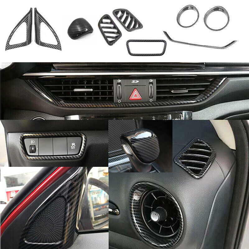 9PCS ABS Carbon Fiber Interior Centre Console Full Trim for Kia Forte/K3 19-2022