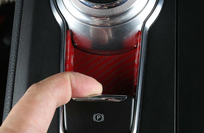 for Ford Mondeo Fusion 17-20 Red Carbon Fiber Console Electronic Handbrake Trim